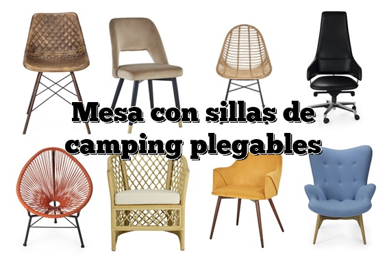 Mesa con sillas de camping plegables