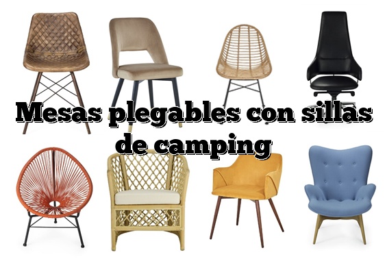 Mesas plegables con sillas de camping