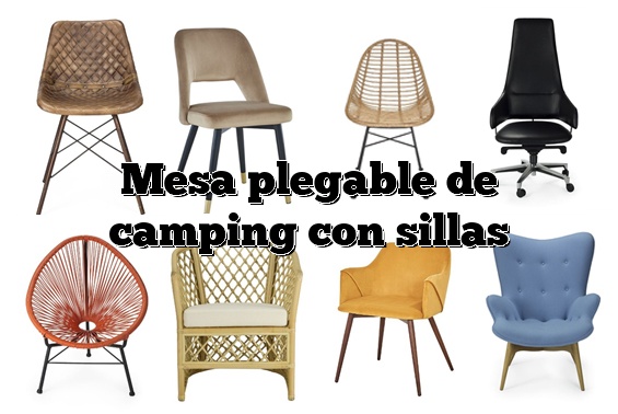 Mesa plegable de camping con sillas